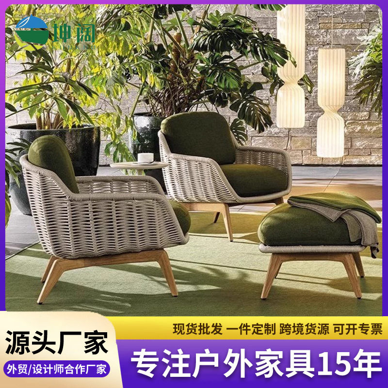 Manufacturers supply fashionable simple outdoor terrace courtyard hotel solid wood sofa combination waterproof sunscreen rattan chair Manufacturers supply fashionable simple outdoor terrace courtyard hotel solid wood sofa combination waterproof sunscreen rattan chair