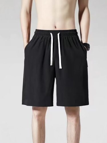 Ice Silk Sports Shorts, Thin Five-Pocket Pants for Men, Summer Wear, Loose Fit, Large Size, Hong Kong Style, Outerwear