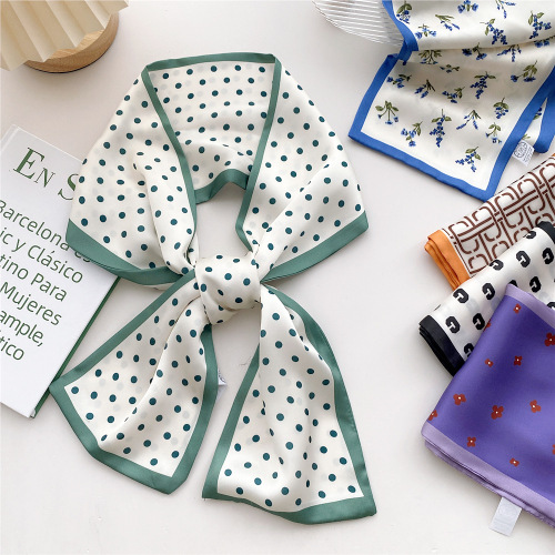 ins small silk scarf women's long Korean style fashion decorative ribbon headband thin long versatile scarf spring and autumn scarf