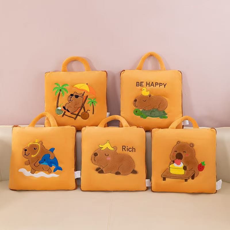 Kapibala Pillow Quilt Dual-Purpose Office Nap Foldableing Blanket Capybara Multifunctional Pillow Blanket Two-In-One