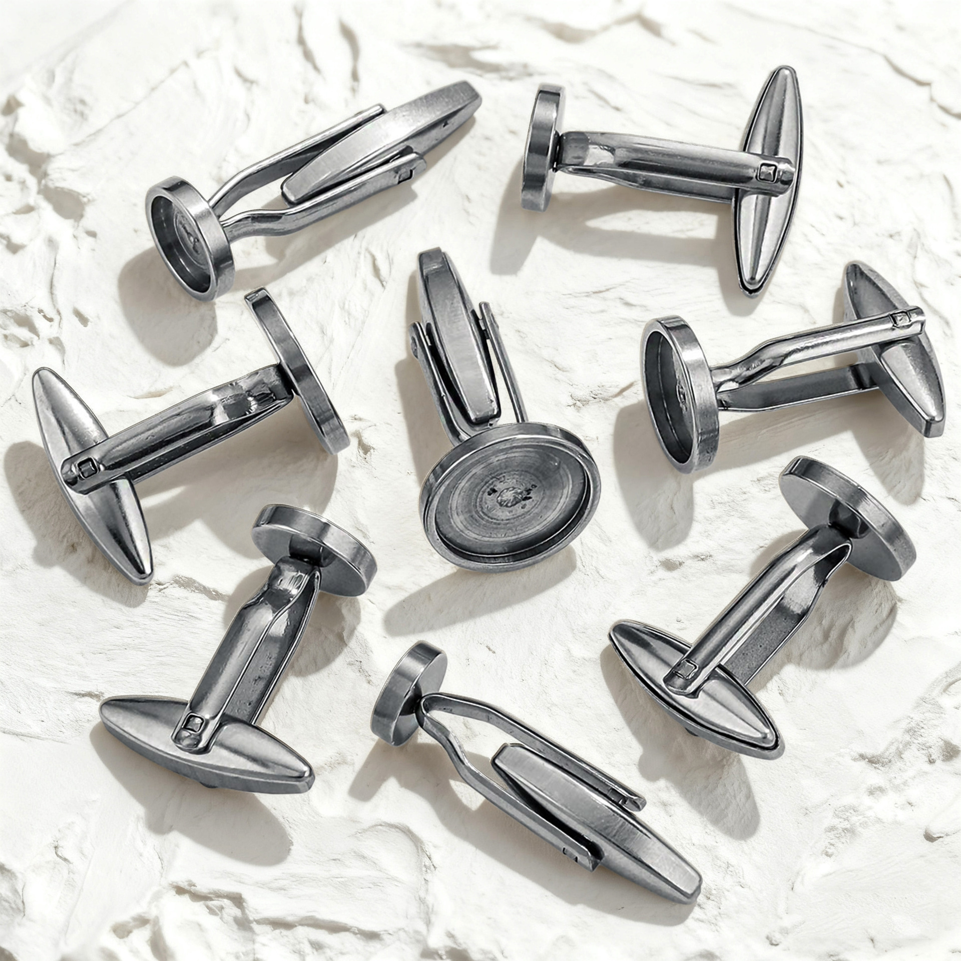 Stainless Steel Smooth Multi-Shaped Cufflink Base Men's Formal Wear DIY Jewelry Accessories Metal Cufflink Blanks Wholesale