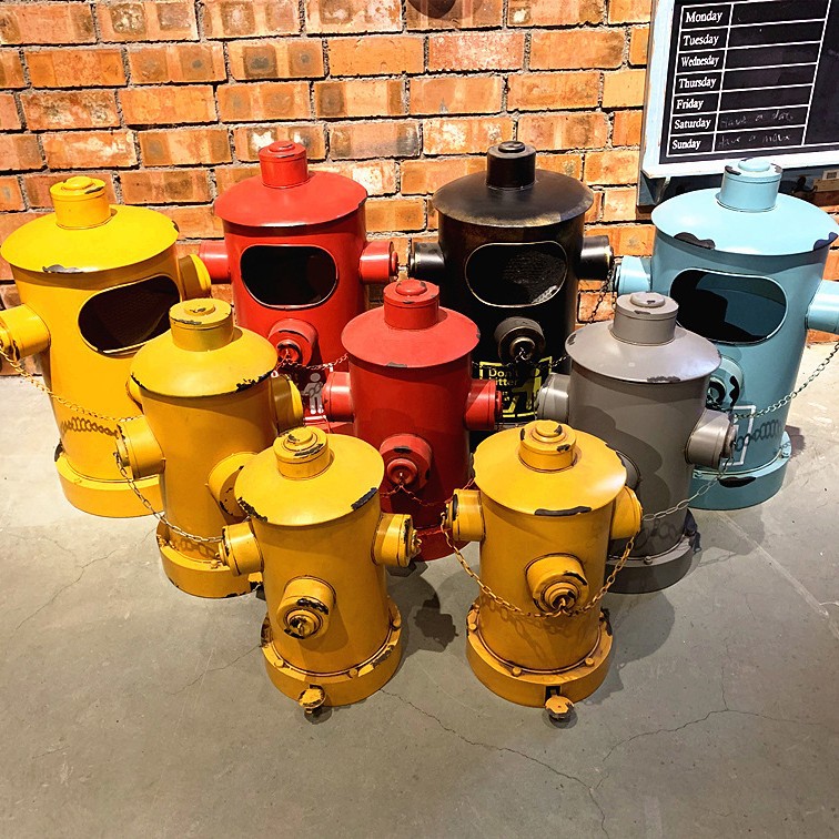 Basura retro americana puede creativo estilo industrial arte de hierro apenado pedal hidrante basura decoración adornos