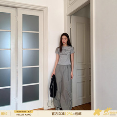 你好卡农 美式风降落伞裤休闲裤女春夏新款小个子高腰束脚阔腿裤