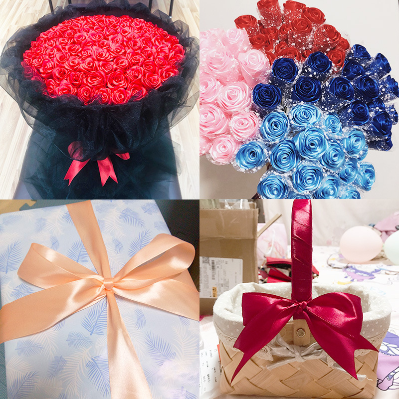 4cm cintas flores ramo de flores rosas correa de decoración mano DIY cuerda trenzada cinta de regalo cinta cinta cinta de seda de color sólido