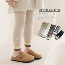 加绒加厚女童打底裤新品洋气儿童保暖裤大童宝宝卡通裤子秋冬外穿