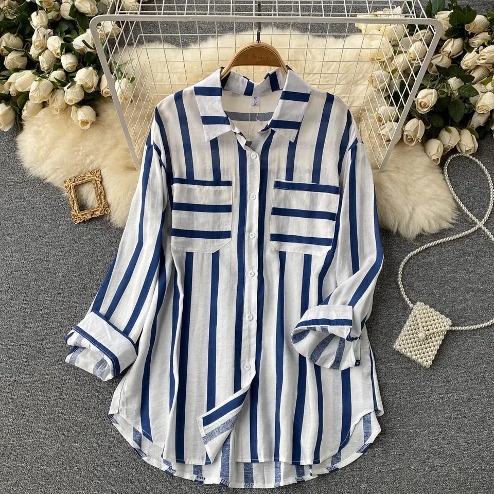 Mujeres Blusa Manga Larga Blusas Casual Raya display picture 4