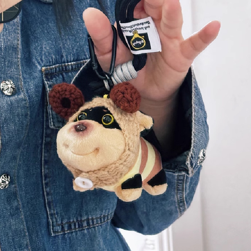 Niedliche Biene Welpen Tasche Anhänger für Mädchen Plüsch Puppe Schlüsselanhänger Spielzeug Nische High-End-Rucksack Dekoration_voghion.com