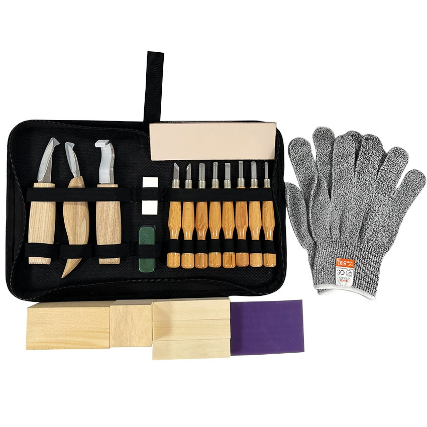 Набор ножей для резьбы по дереву с новой сумкой на молнии, буковая ручка, высокая твердость, нож для резьбы по дереву
