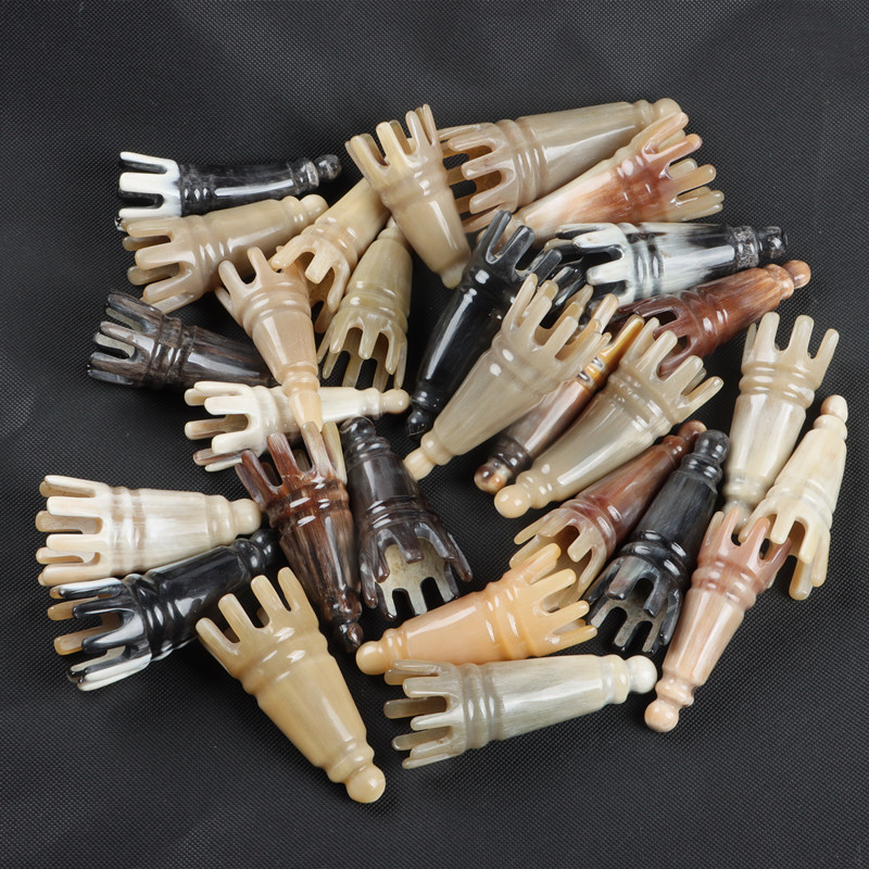 Cuerno nuevo champú peine blanco yak cuerno punta champú peine en forma de flor cuerno masaje peine champú peine fabricante