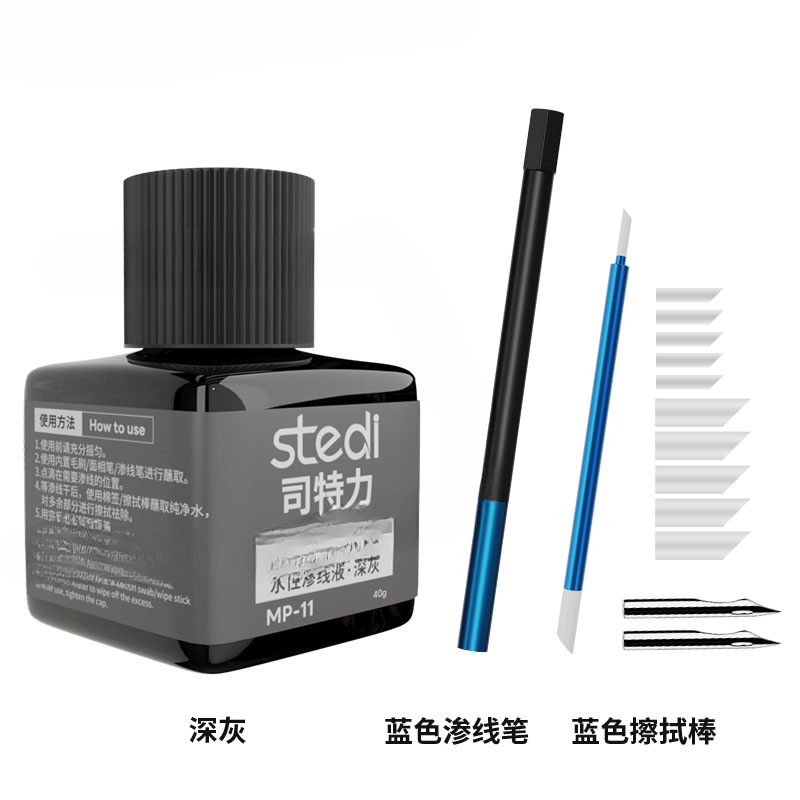 Stripe Gundam modelo negro gris líquido de permeación de línea acuosa modelo militar envejecido para hacer gancho de línea limpiador lápiz