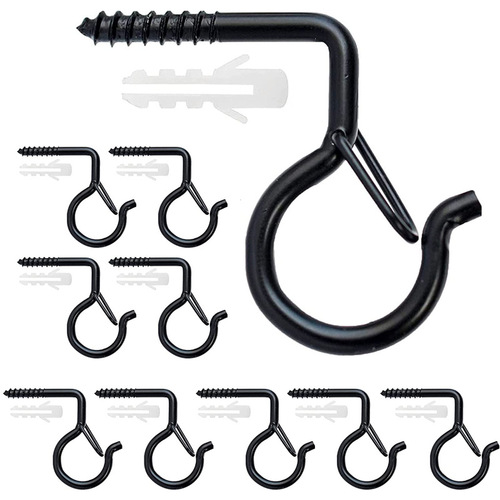 Flower basket hook screw wall ceiling Q-shaped hook with safety buckle outdoor light 2-word sheep eye hook 5-shaped curved hook
