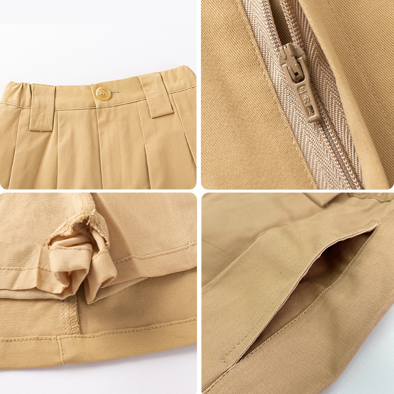 Falda de estilo universitario para niñas Falda de uniforme escolar caqui para niños Nuevos productos de otoño Falda plisada para estudiantes de escuela primaria de jardín de infantes