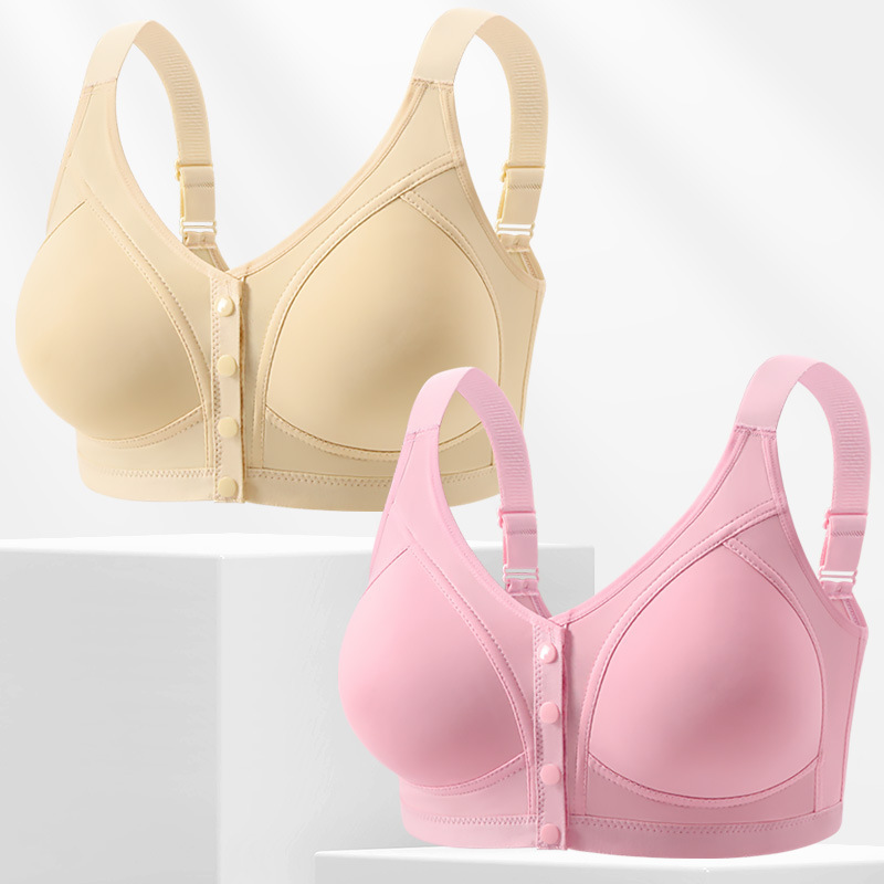 New Style Ribbed Fabric Front-Clasp Bra for Women, Creative Vest-Style Design for Middle-Aged and Elderly, Plus-Size, Gathered, Wireless Bra New Style Ribbed Fabric Front-Clasp Bra for Women, Creative Vest-Style Design for Middle-Aged and Elderly, Plus-Size, Gathered, Wireless Bra