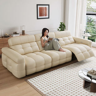 Marshmallow First-Class Functional Sofa Electric Adjustable Sofa Living Room Small Apartment Straight Row First-Layer Cowhide Sofa