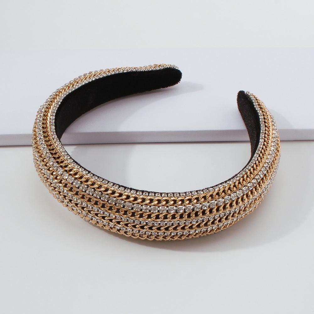 Fashion Sponge Diamond Wide Version Headband display picture 4