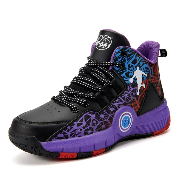696 Basketball Shoes Autumn and Winter High-Top Leather Kidsren's Wear-Resistant Non-Slip Sports Shoes for Boys and Girls, Teenagers, Primary and Secondary School Students