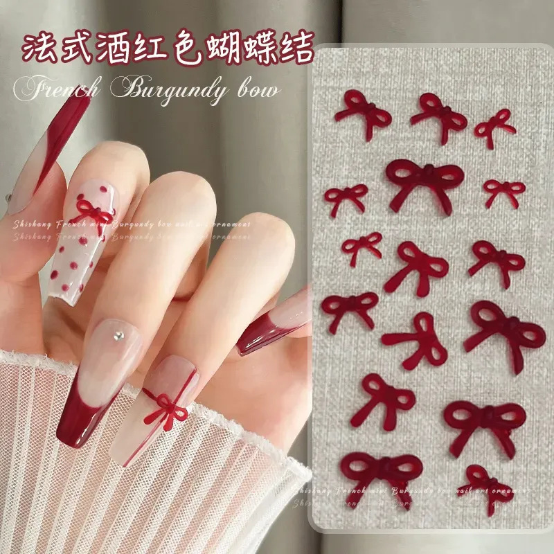 New Internet Celebrant Spice Girl Leopard French Bow Manicure Nail Jewelry Mini Wine Red N88 New Internet Celebrant Spice Girl Leopard French Bow Manicure Nail Jewelry Mini Wine Red N88