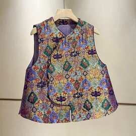 改良新中式马到成功紫色马甲女2026新款夏季国风斜襟叠穿无袖上衣