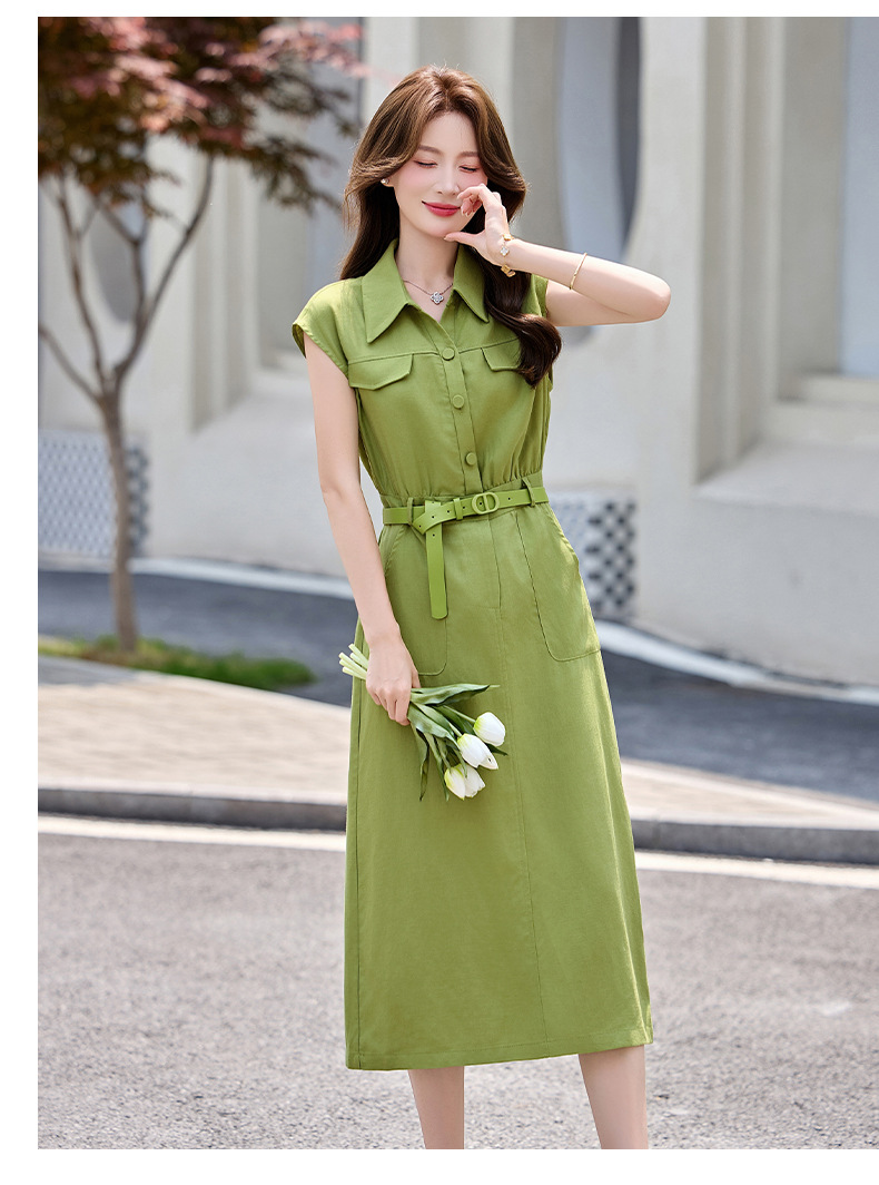 Đầm maxi nữ cổ bẻ tay ngắn dáng suông kèm khăn lụa AH8635 — Màu ảnh chi tiết 19