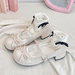 LOLITA Round Head Retro Mary Jane Shoes 2024 Spring and Autumn Bowknot Original Women's Shoes French Style Versatile Thick Heel Single Shoes