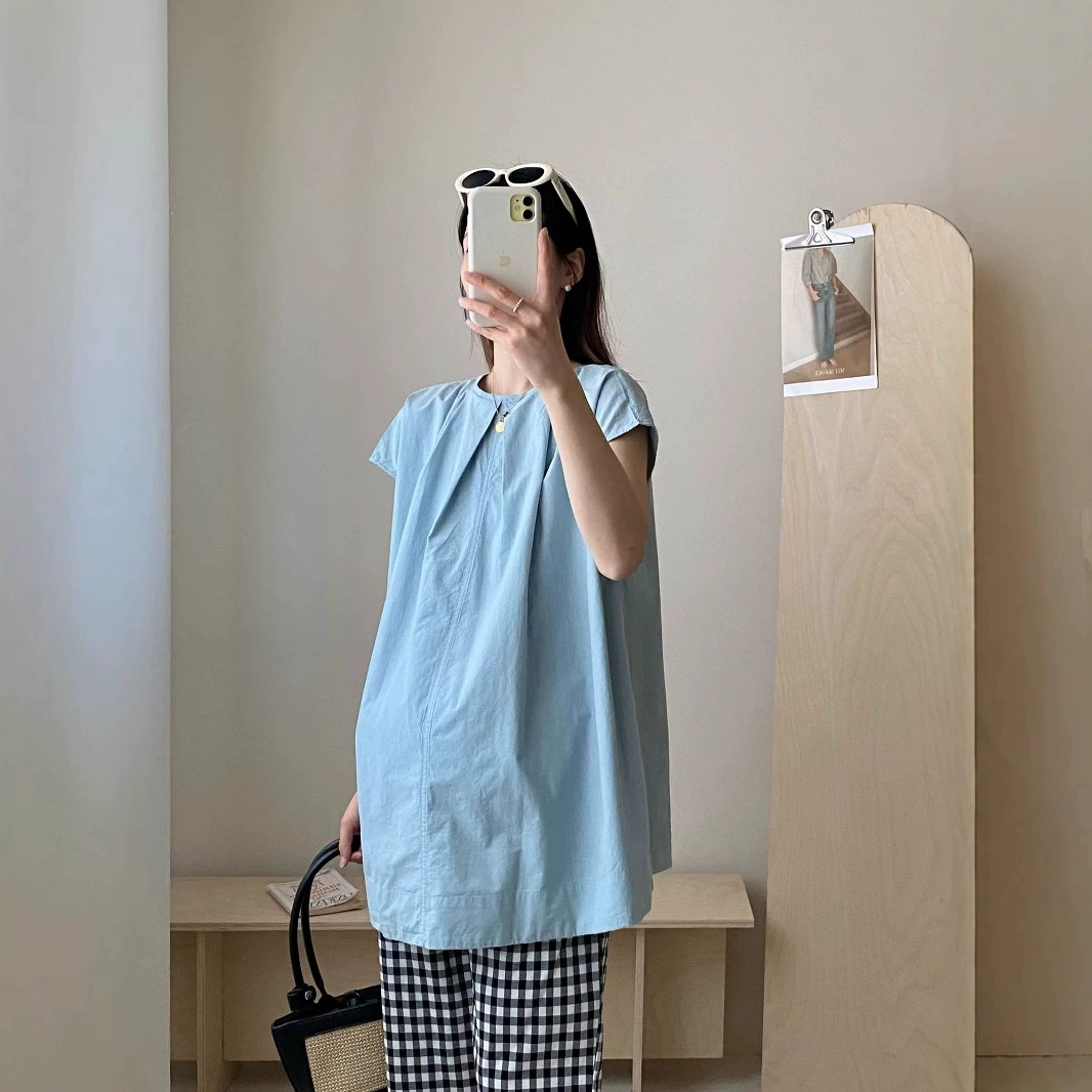 Японский простой модный костюм для беременных с круглым вырезом