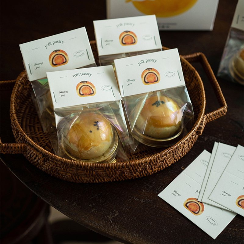 Red 2025 nueva bolsa de huevo tarjeta de encabezado del Festival del Medio Otoño caja de embalaje de pasteles de luna grandes galletas bolsas transparentes