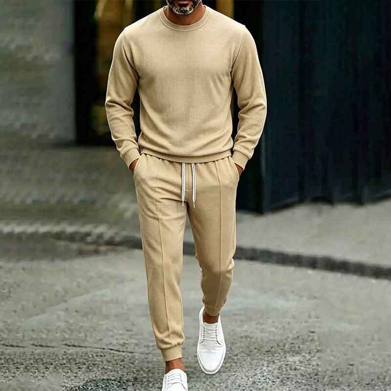 2026 Autumn Cross-Border Amazon 3D Fashion Casual Long Pants Crew Neck Pullover Sweatshirt Set - New Trend
