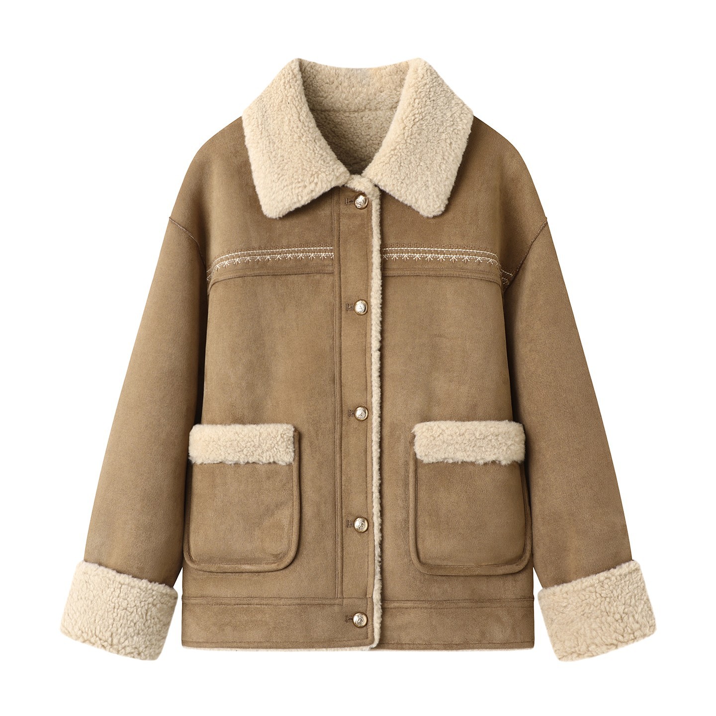 2025冬季新款女装甜美皮毛一体美拉德穿搭麂皮绒外套T0330926006