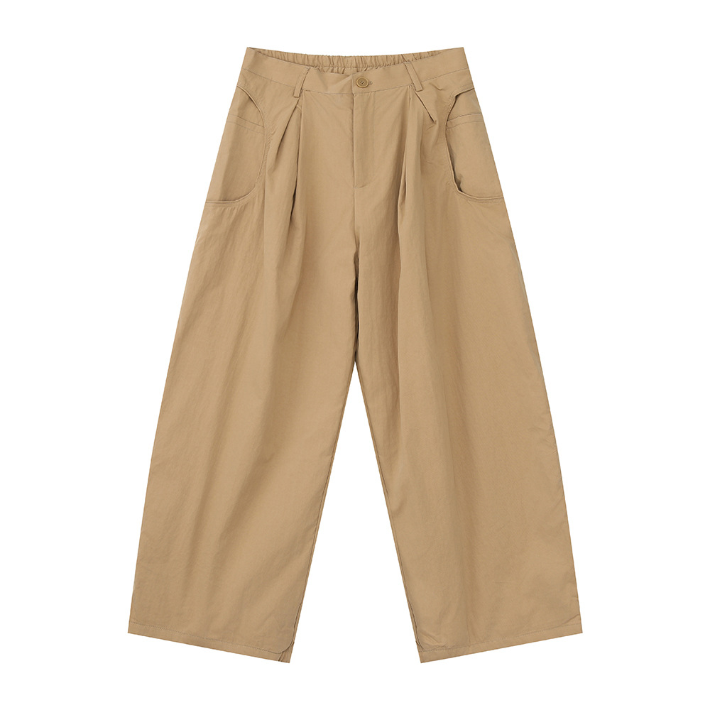 MTLCLOTHES Hombres| Coreano simple ropa de algodón de color sólido chaqueta cintura elástica pantalones casuales multifuncional conjunto diario