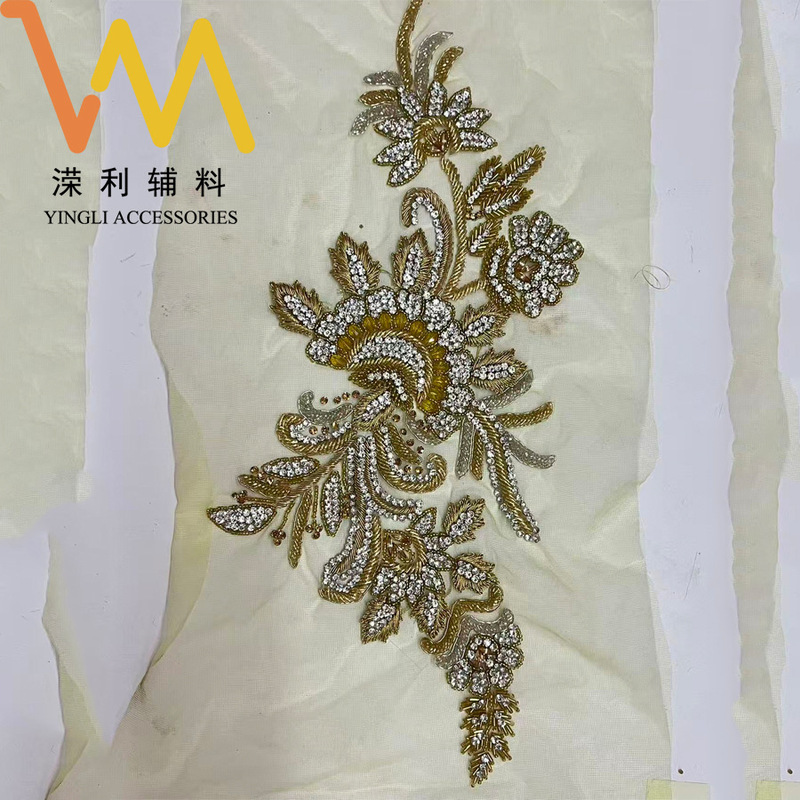 2025 Indian Silk Rhinestone Lace Dress Accessories High-End Wedding Dress Embroidered Hanfu Malay Robe Embroidered Lace Mother's Outfit