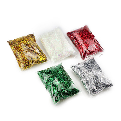 100g 1MM fantasy silk metallic bright silk transparent acrylic gift box wedding candy box filled with raffia wholesale