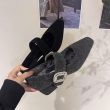 厂家直销法式高跟玛丽珍毛毛鞋女鞋子配裙子晚晚鞋加绒水钻单鞋