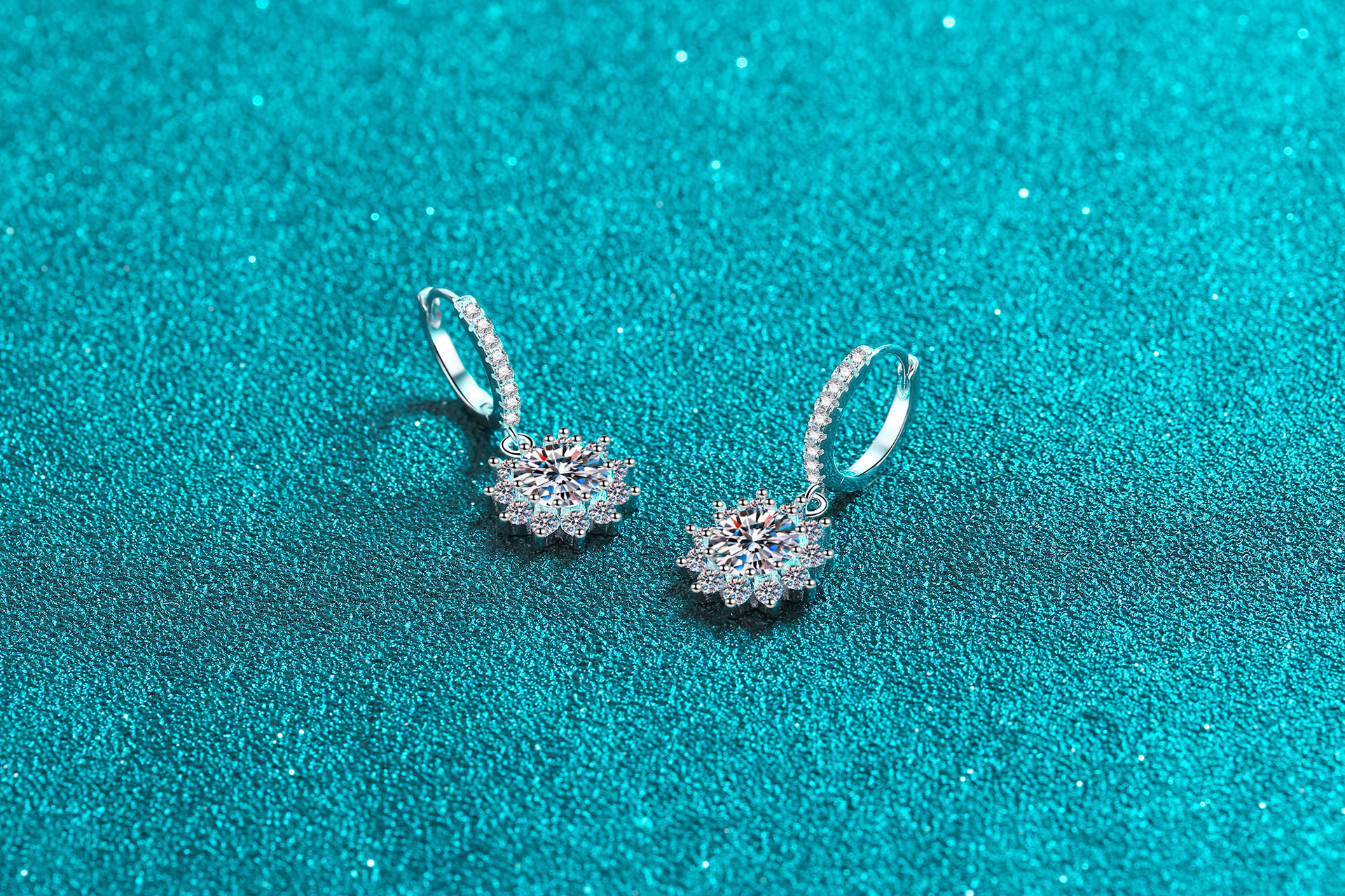 Holiday, Daily Occasion 1 Pair 925 Sterling Silver Flower Drop Earrings