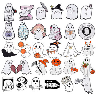 European and American Halloween Horror Ghost Set Combination Brooch Metal Paint Badge Clothing Accessories Collar Pin Props