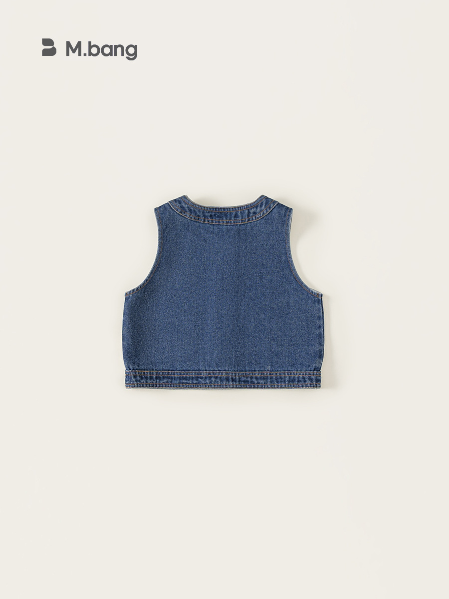 Youbao Ropa para niños Chaleco de mezclilla para niñas 2025 Chaleco para niños Chaleco bordado retro Chaleco para niñas de otoño