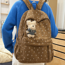 厂家初中高中学生双肩书包女生新款韩版大容量多口袋波点休闲背包