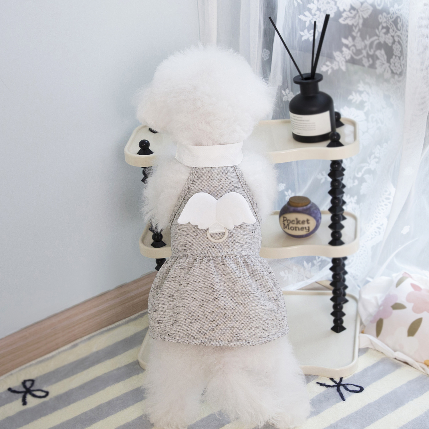 Primavera y verano perro princesa viento lindo pequeño vestido coreano falda de ángel gato ropa de perro mascota