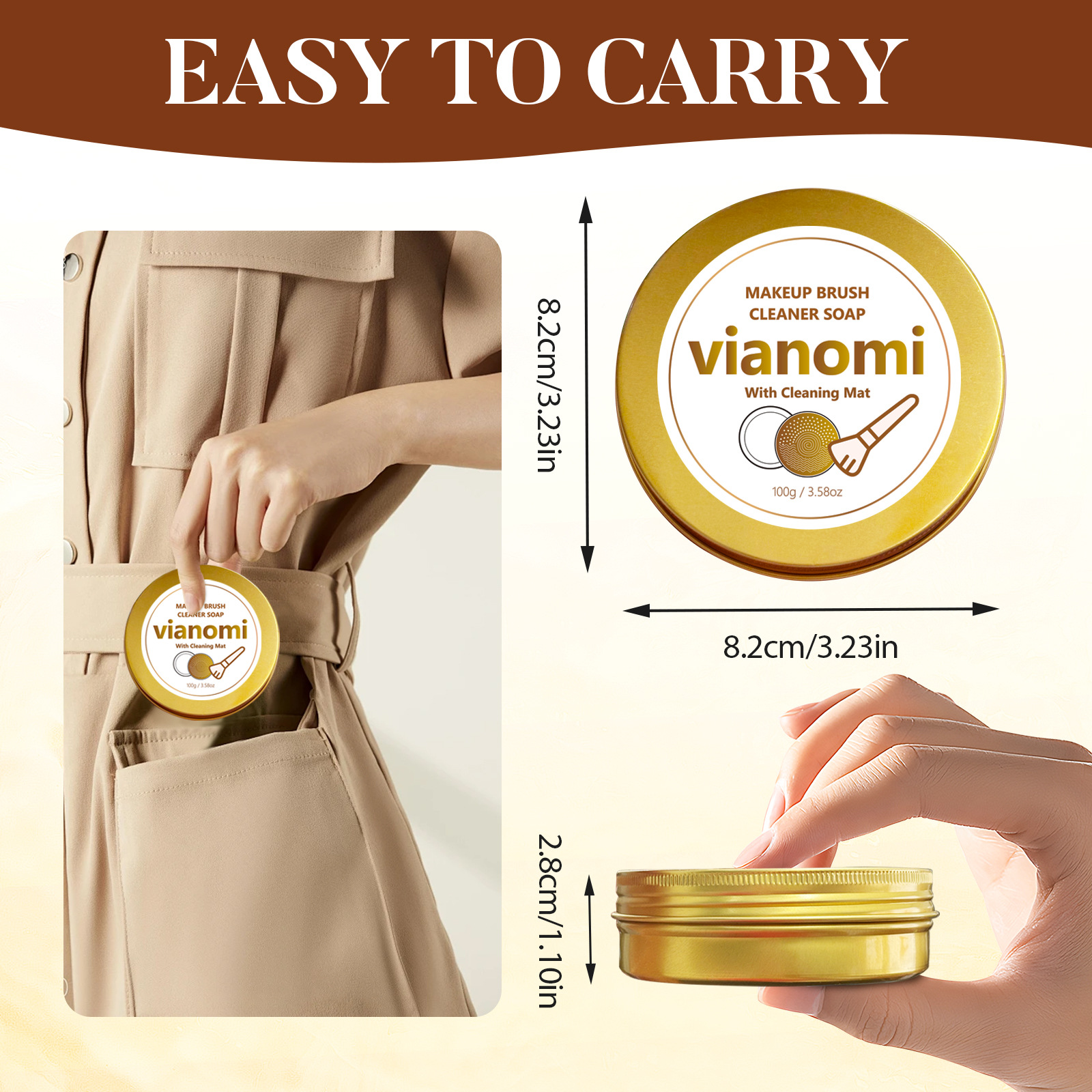 Vianomi cepillo de maquillaje jabón de limpieza con almohadilla de lavado