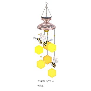 Solar Wind Chimes Amazon Cross-border Hot Outdoor Decorative Garden Pendant Bee Hive Wind Chimes Color Glass Classic