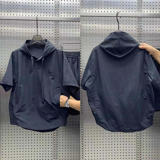 Summer Thin Quick-drying Hooded Short-sleeved Shorts for Couple Loose All-match Two-piece Set Outdoor Casual Sports suit for Men