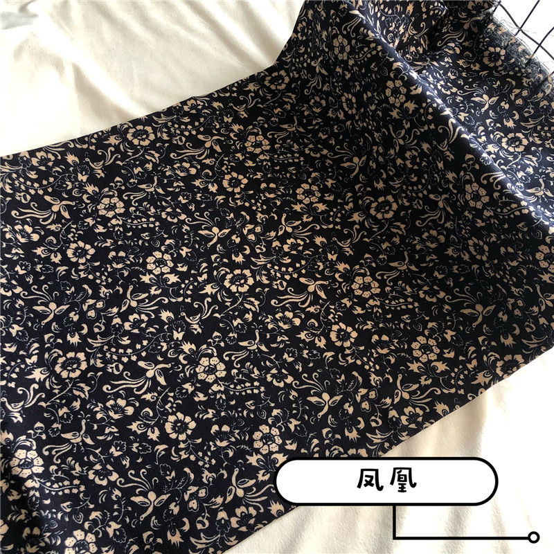 中棉麻蓝色印花布料青花瓷白底仿蜡染桌布服装装饰布料|undefined