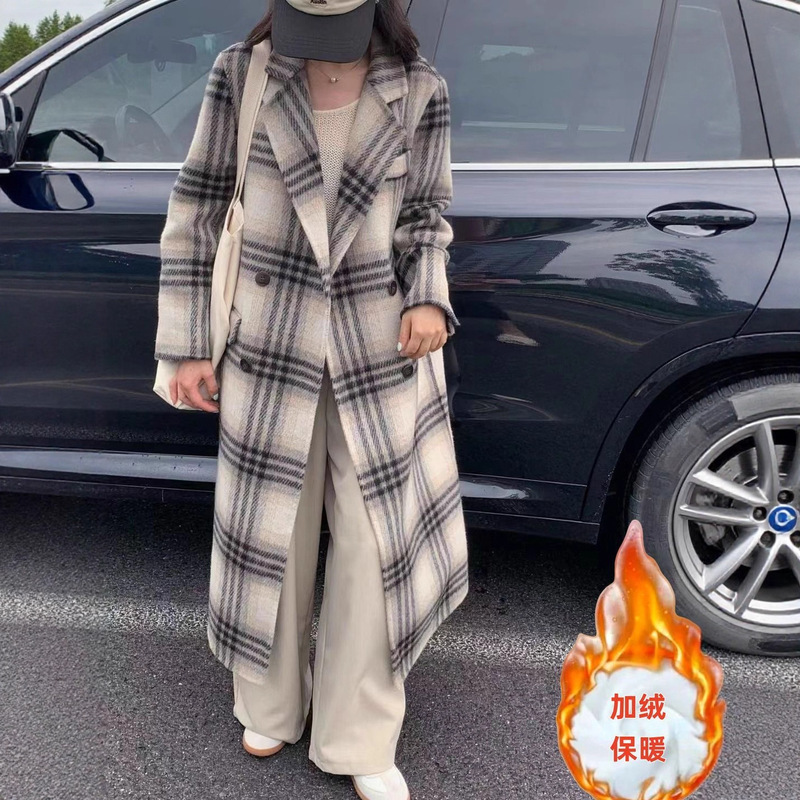 Trendy 2025 Autumn New Korean Style Double-Sided Wool Coat for Women, Extra Long Commuter Daily Woolen Outerwear Trendy 2025 Autumn New Korean Style Double-Sided Wool Coat for Women, Extra Long Commuter Daily Woolen Outerwear