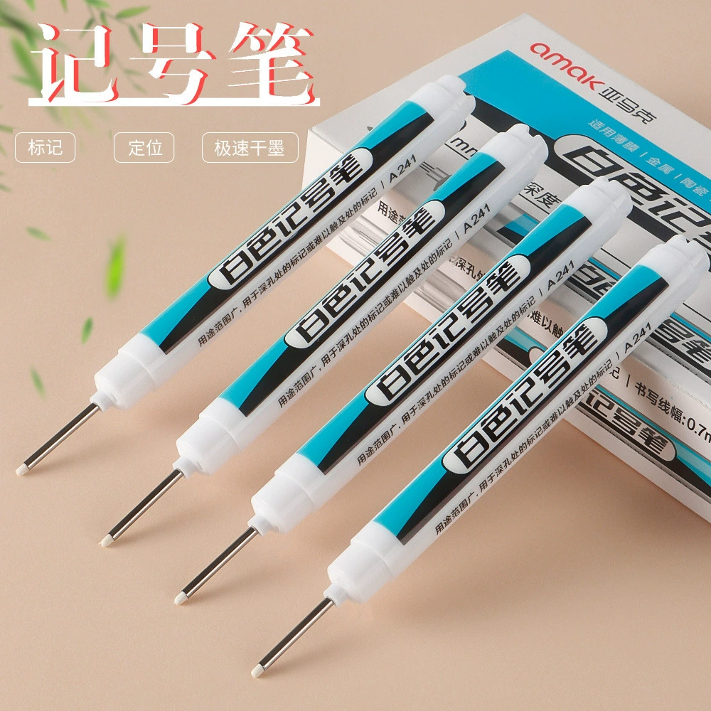 Белый маркер с длинной головкой Плотник Маркировочная ручка Быстросохнущая водостойкая удлиненная масляная ручка специального назначения с одной головкой