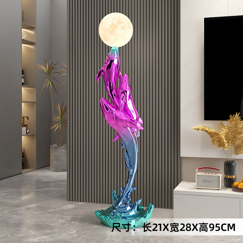 Art de escultura de ballenas de lujo ligero gran lámpara de piso artesanía decoración para el hogar decoración sala de estar TV gabinete junto al sofá