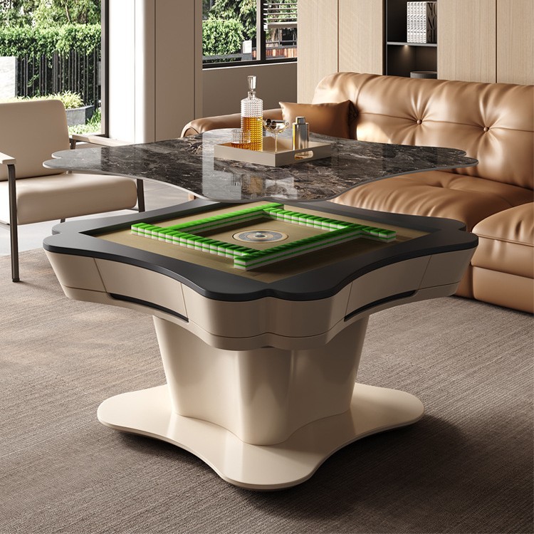 Mesa de centro de placa de roca Mesa de mahjong de elevación multifuncional Sala de estar automática Mesa de comedor de mahjong eléctrica doméstica Máquina de mahjong integrada