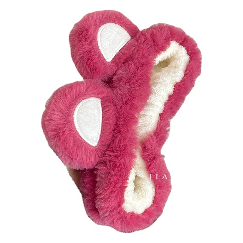 Oso de fresa diadema de felpa Mujer cara lavado banda de pelo diadema Internet celebridad 2022 otoño e invierno nuevo paquete de pelo horquilla tocado