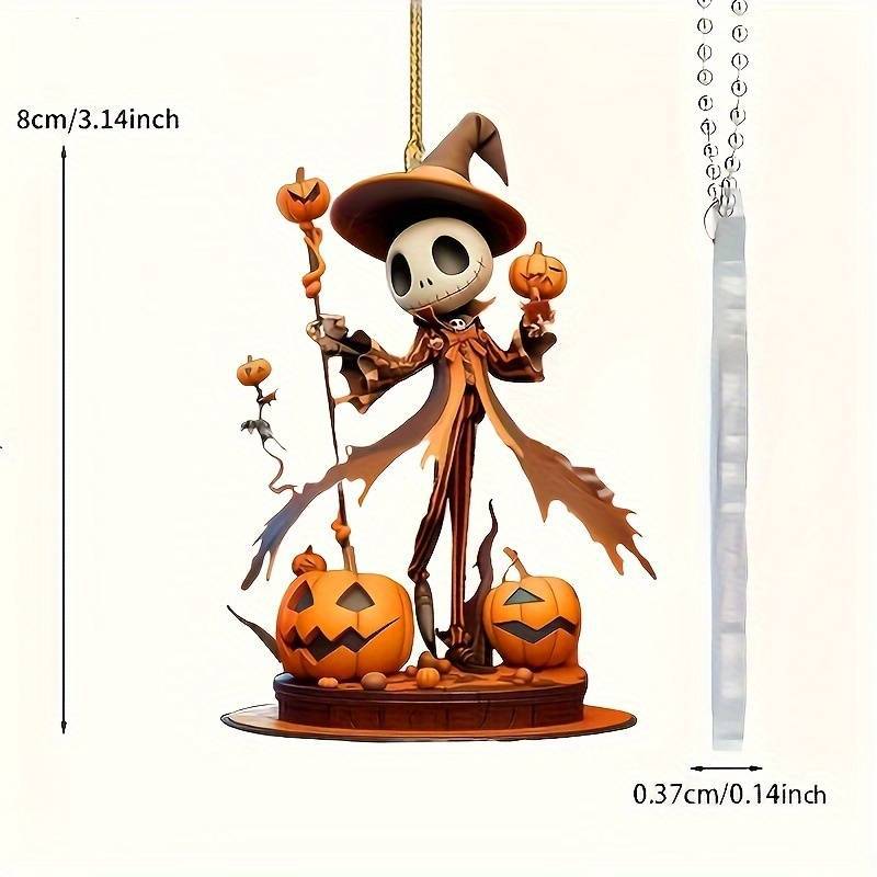 Nuevo acrílico transfronterizo calabaza esqueleto hombre decoración colgante plano espejo retrovisor colgante fiesta de Halloween