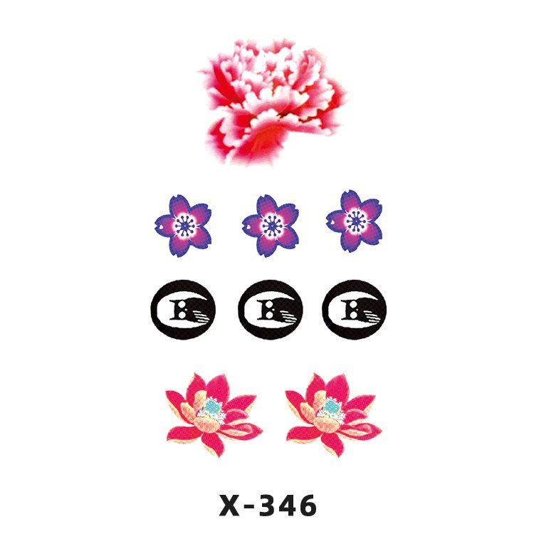 Arco de flor pequeña pegatinas de tatuaje fresco 3D dibujos animados transfronterizo Henna rosa impermeable texto en inglés pegatinas de tatuaje