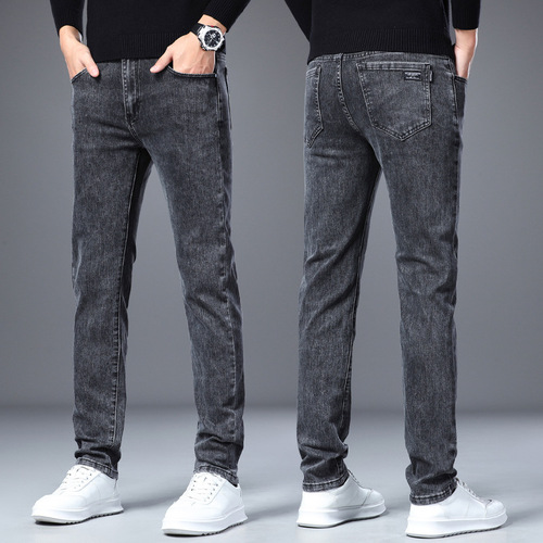 2025 new trendy brand spring and autumn stretch denim pants men's straight loose casual youth slim-fit men's versatile trousers