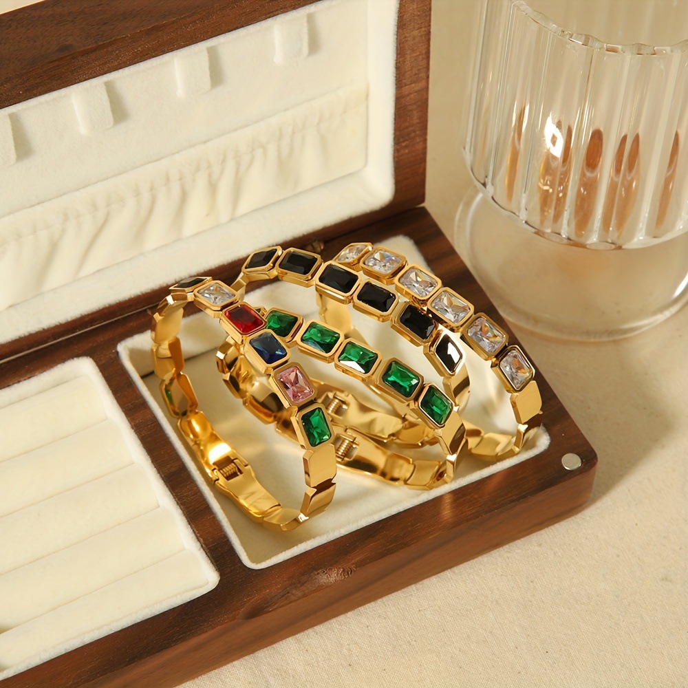 Bracciale rigido con diamanti placcato oro stile retrò_voghion.com